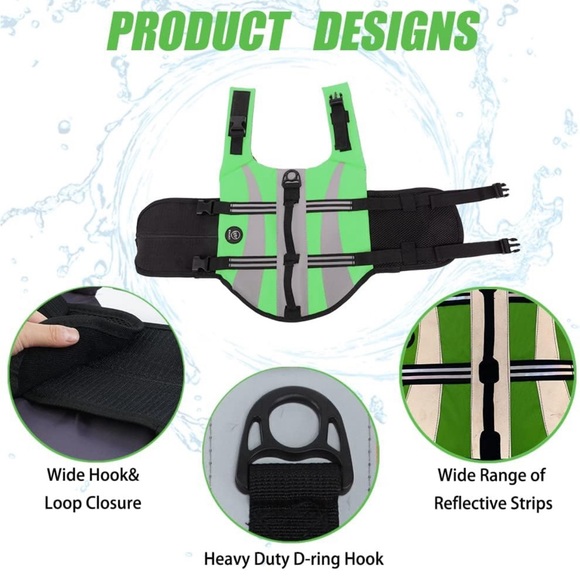 NWOT Size L Green EMUST Dog PFD Lifevest Life Preserver - Picture 2 of 11